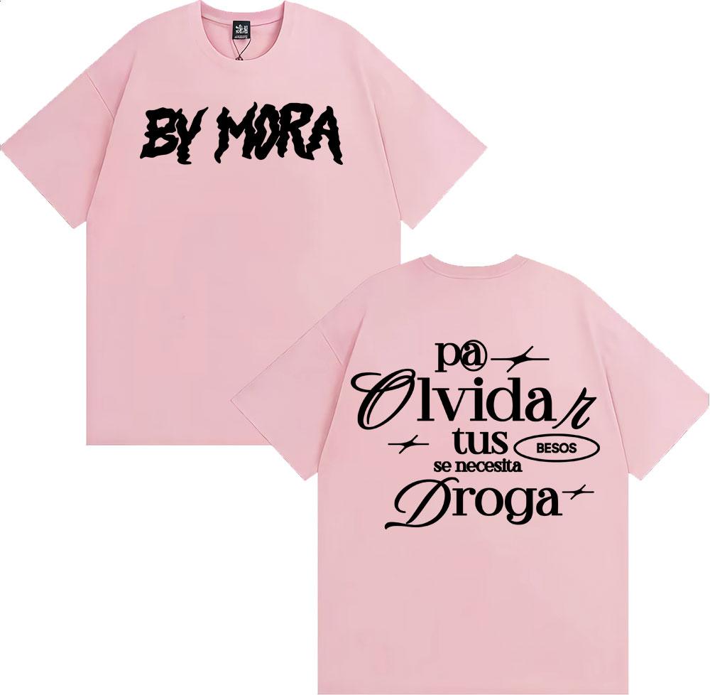 Футболки с принтом букв Rapper MORA DROGA Мужская одежда Харадзюку Хип-хоп Уличные футболки Высокое качество Повседневная 100% хлопковая футболка