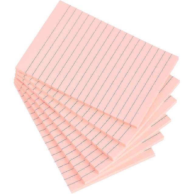 Vanpad Lined Sticky Notes 4X6 in Light Purple Ruled Stickies Super Sticking Power Memo Pads Strong Adhesive, 6 Pads/Pack, 45 Sheets/pad