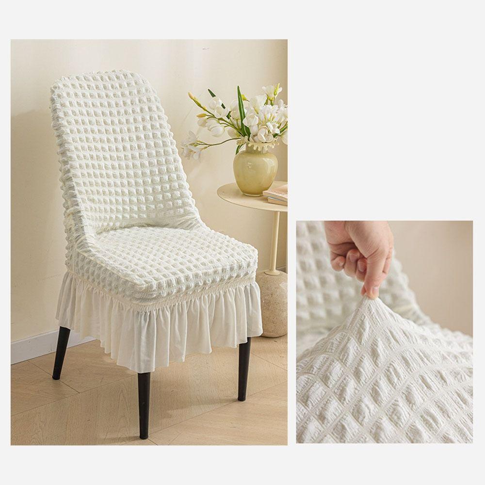 Breathable Elastic Chair Cover Wrinkled Fabric Full Wrap Stool Cover Dining Chair Cover Kitchen