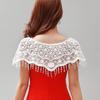 Hollow Out Lace Shawl Poncho Elegant Lace Neckline Shirt Cover Lace Cover Up Tops  Daily
