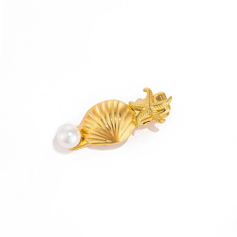 Trendy Gold Color Flower Shell Starfish Hair Clips Y2K Hairpins Women Girls Metal Imitation Pearl Side Headwear Hair Accessories