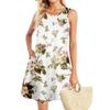 Летние платья для женщин Пляжный Бохо Без рукавов Принт Струящиеся Карманы Футболки Сарафаны