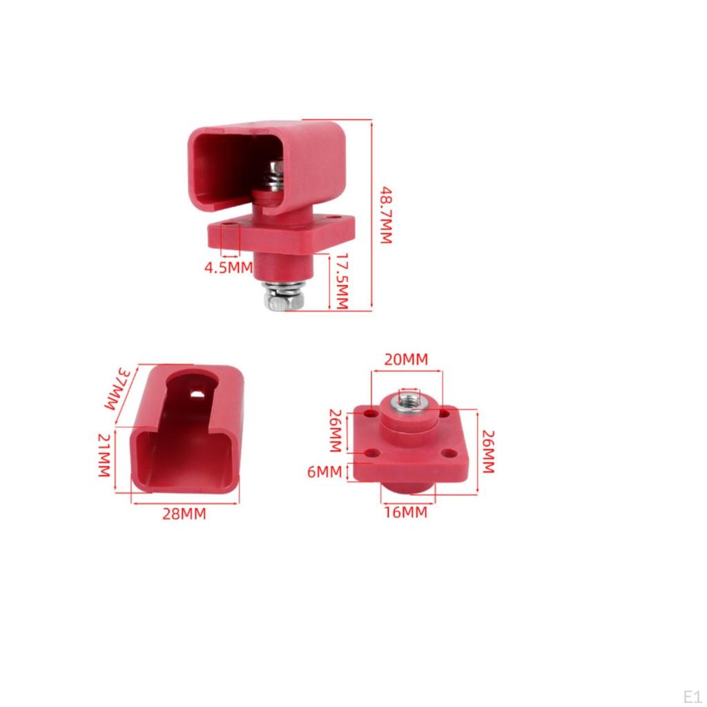 DoubleHead Connector Molded Insulating Body 100A Terminal Metal Hardware Red