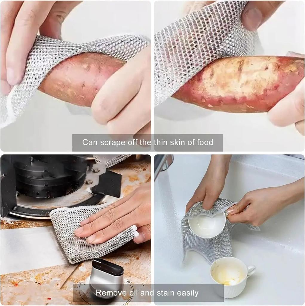 20024 Новая многофункциональная проволочная тряпка, не царапающаяся, 5 упаковок из мягкой проволоки, безопасные для мытья посуды с антипригарным покрытием, легкое полоскание