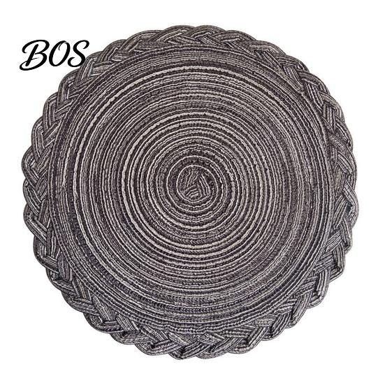 Ramie Fiber Placemat 12 Inch Round Placemats, Polyester Woven Braided Place Mats, Washable Heat Resistant Circle Dining Table Mats for Kitchen