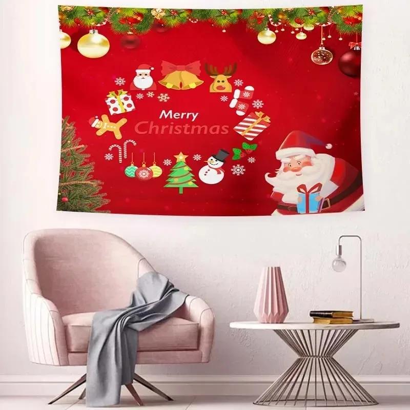 Christmas Cartoon Santa Claus Tapestry Home Living Room Bedroom Wall Decoration Tapestry