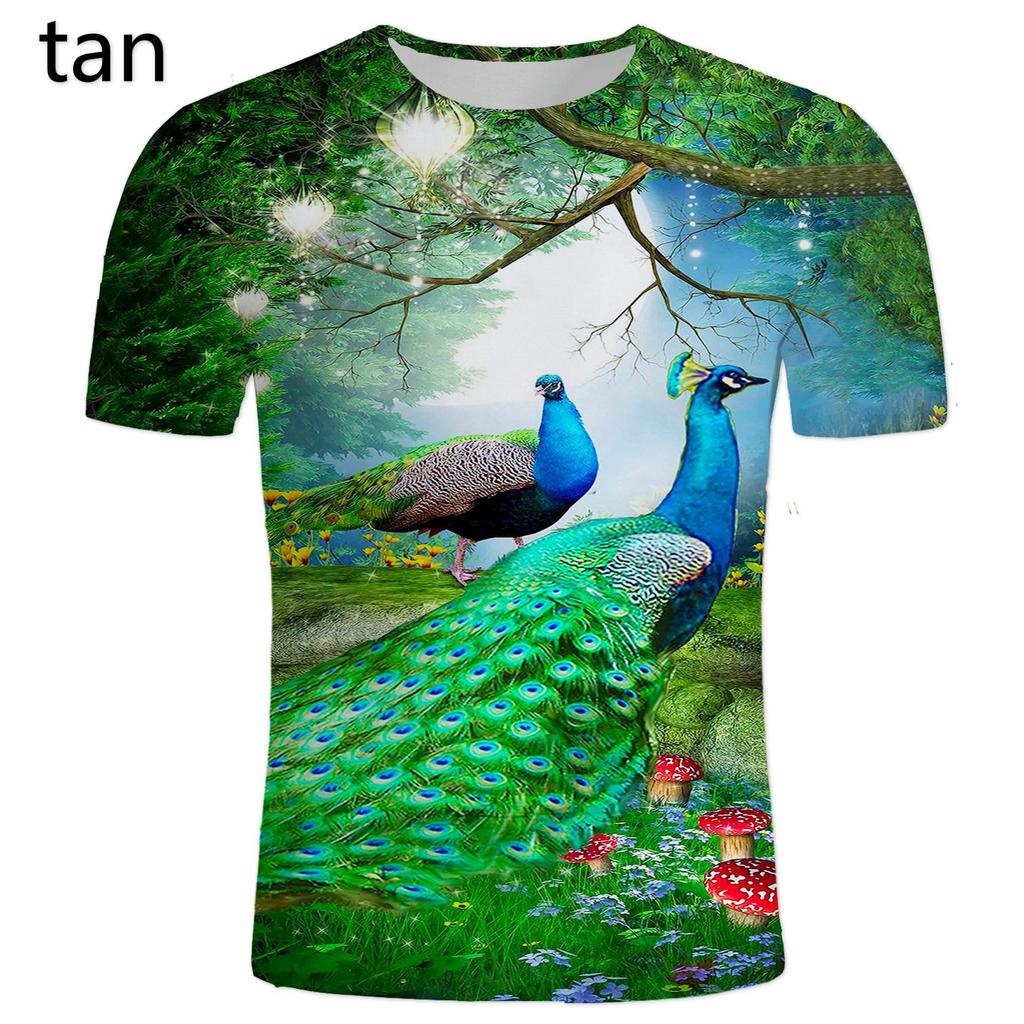 Fashion Peacock 3D Printed T Shirts Men's Casual Short Sleeve T-shirt Casual Men Summer Top