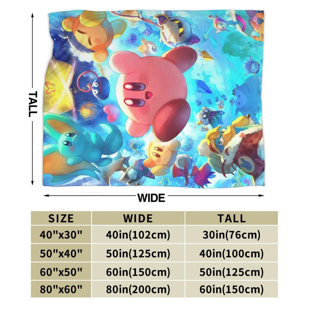 Cartoon K-Kirbys Blankets Coral Fleece Plush Print Breathable Warm Throw Blankets for Bed Office Bedspreads