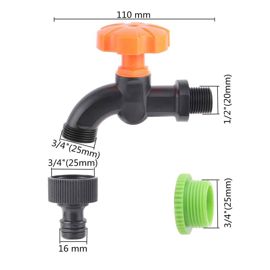 1/2"3/4" Plastic Faucet Male Thread Water Tap 16mm Gardening Hose Fittings Water Pipe Connector Garden Irrigation Aquarium Valve