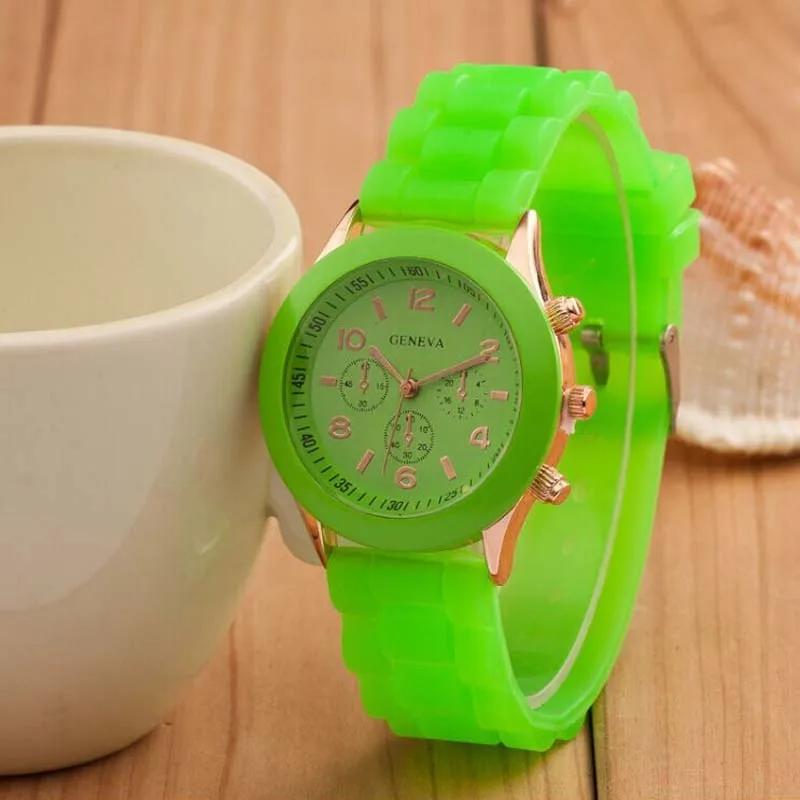 Geneva Silicone Women Watch Ladies Fashion Dress Quartz Wristwatch Female clock Jelly Colorful children's watch men Leisure