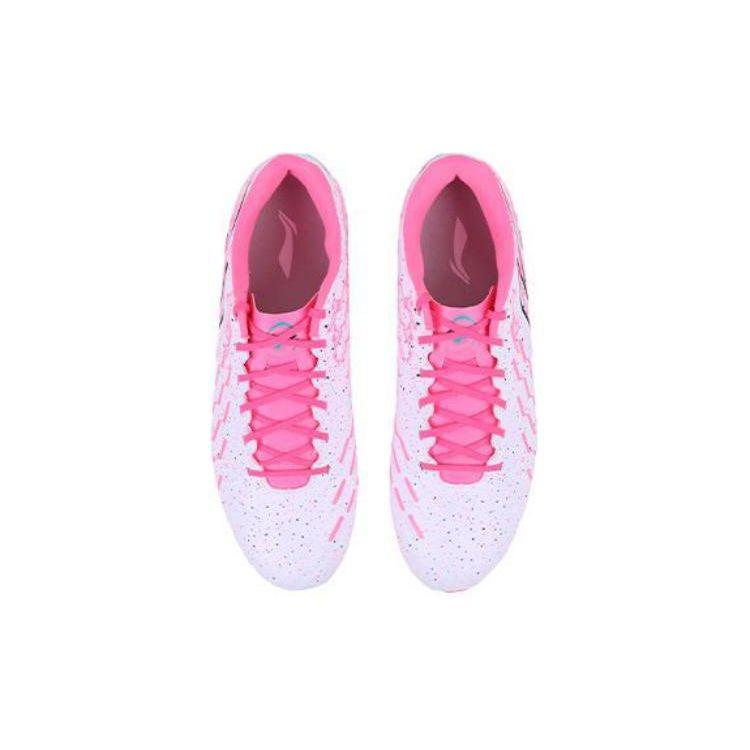 Искусственный газон Li Ning MG (Резиновые короткие шипы) Амортизирующие нескользящие износостойкие футбольные бутсы мужские розовые YSFU005-17