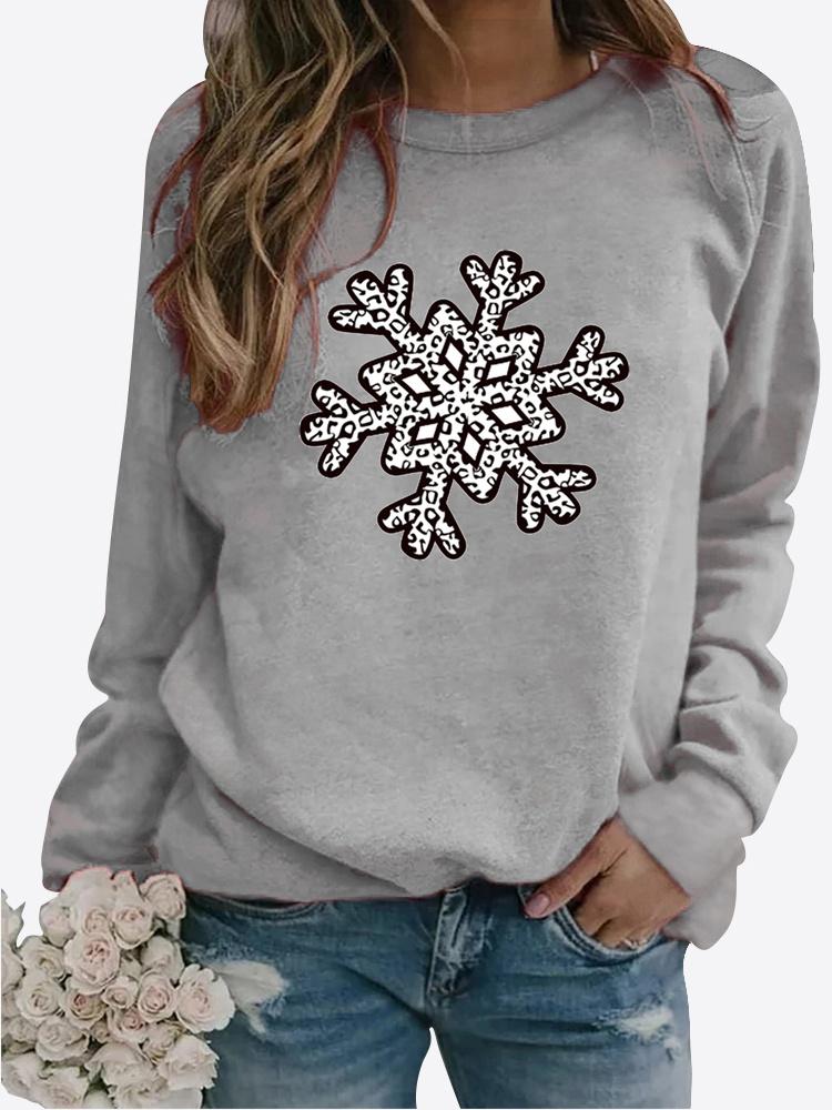 Winter Women's Casual Long-sleeved Santa Claus Print Sweatshirt Ladies Round Neck Loose T-shirt Plus Size Tops Long Sleeved Sweater