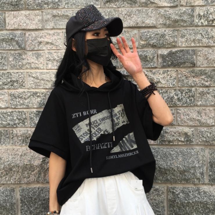 Dimanaf 2025 летние толстовки с капюшоном, хлопковые футболки для женщин с принтом букв, короткие рукава, свободные оранжевые футболки