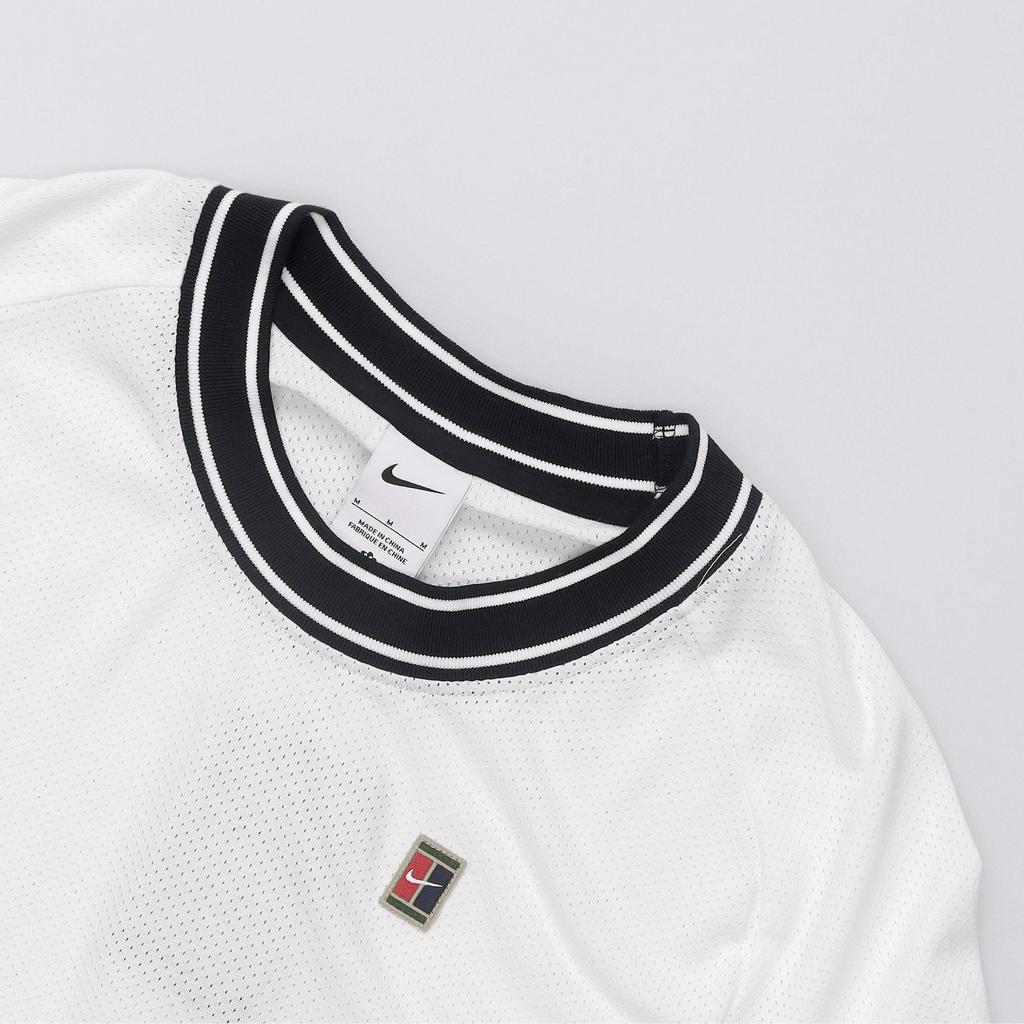 Nike Футболка для тенниса Court Heritage, легкая, дышащая, с коротким рукавом, мужская, цвет белый, черный FN0319-101
