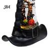Collectible Halloween Tabletop Figurine LED Witch Hat Lamp, Vintage Gothic Resin Night Light, Faux Decor Crystal Water Glittering Ambiance Table Lamp