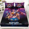 3pcs K-Pop Demon Hunters Print Coreless Fitted Sheet Set Multiple Size Bedrooms Dormitory Bedcover Decoration Machine Washable