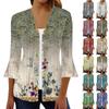 Women's Fashion Loose Casual Printed Three-quarter Sleeve Button Shirt Cardigan Top