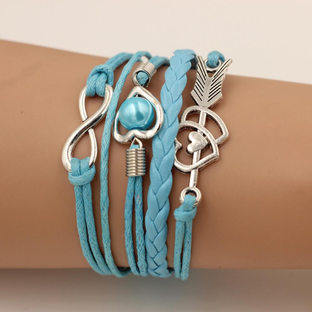 SUMENG брендовые кожаные браслеты для женщин Wrap Infinity Love Heart жемчуг дружбы античный браслет-подвеска Pulseira 2024