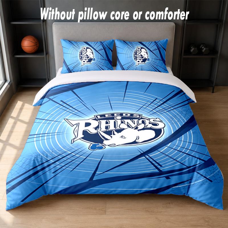 Leeds Rhinos Design Bed Bedding Set 1 Duvet Cover + 2 Pillowcases Soft Breathable Household Bed Linens