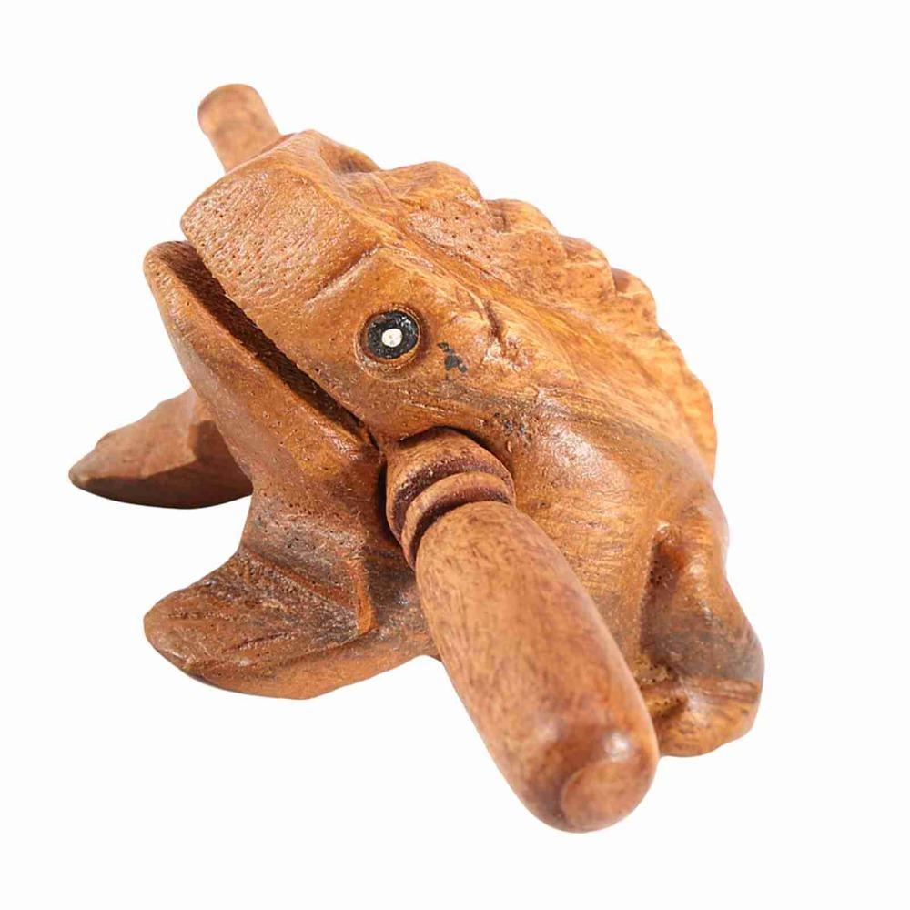Yeliow Wooden Lucky Frog Wooden Frog Sound Making Ornament Desktop Ornament