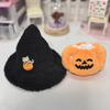 Doll Clothes Halloween Pumpkin Overalls Plush Doll Costume with Black Hat Cute Outfit for 15cm Dolls Display