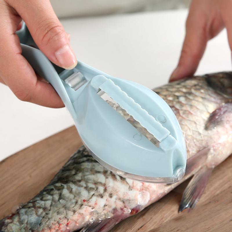 Рыбья чешуя Терки Скребок Инструмент для чистки рыбы Устройство для очистки чешуи с крышкой Домашняя кухня Кулинария Рыболовный инструмент Снасти Pesca