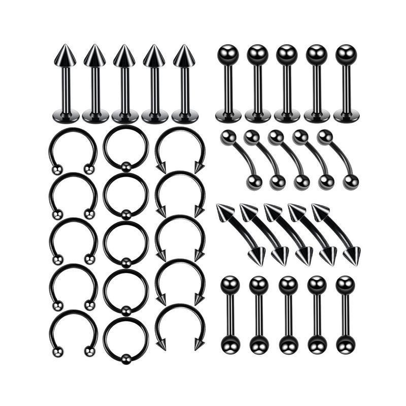 Ювелирные изделия для пирсинга, комплект для пирсинга, комплект для пирсинга из нержавеющей стали, язык, козелок, хрящ, кольцо для бровей, кольцо в носу, пирсинг для губ, украшения для тела