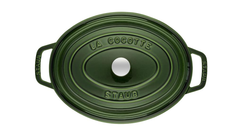 Staub Staub Oval Basil Green Both Hand Enamel Pot IH Compatible Japanese La Cocotte Round "Cocotte 33cm" [Authorized Product] 40509-691