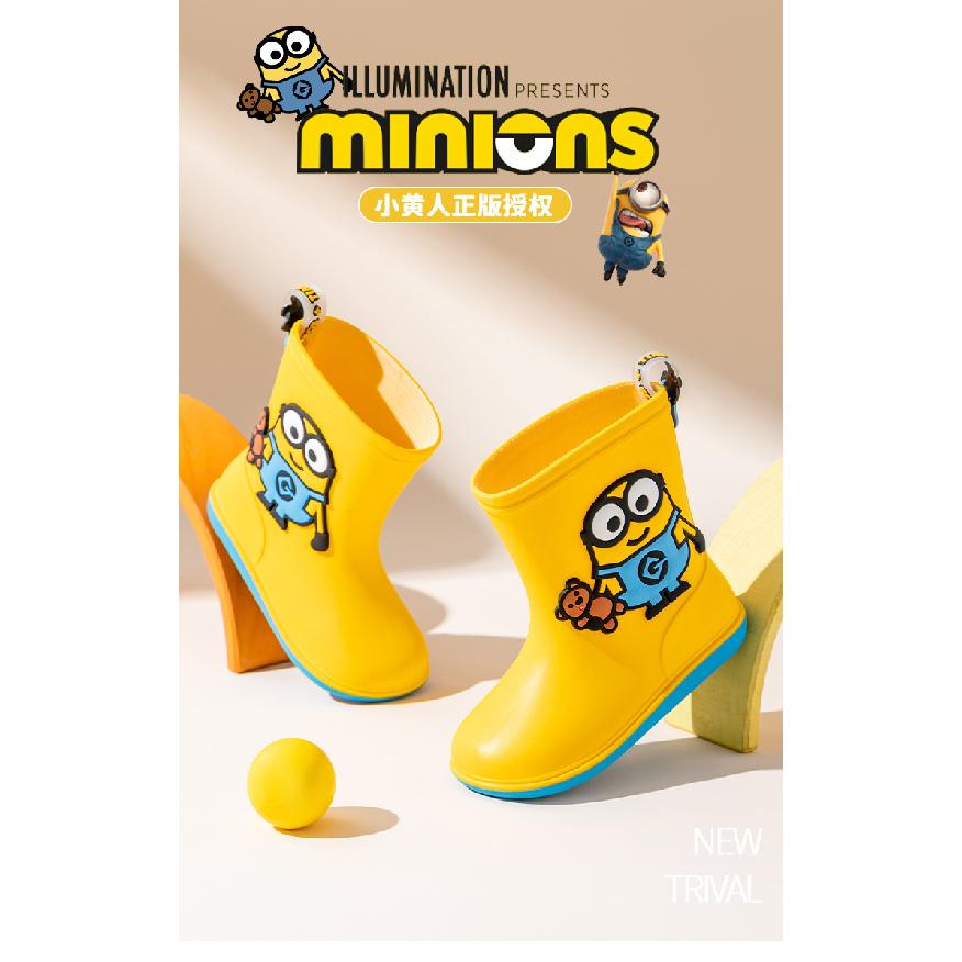 Minions Rain Boots Boys Rain Boots Cartoon Cute Small and Medium-sized Children Anti-Slip Kindergarten Thick Bottom Yellow Baby Water Shoes Women
