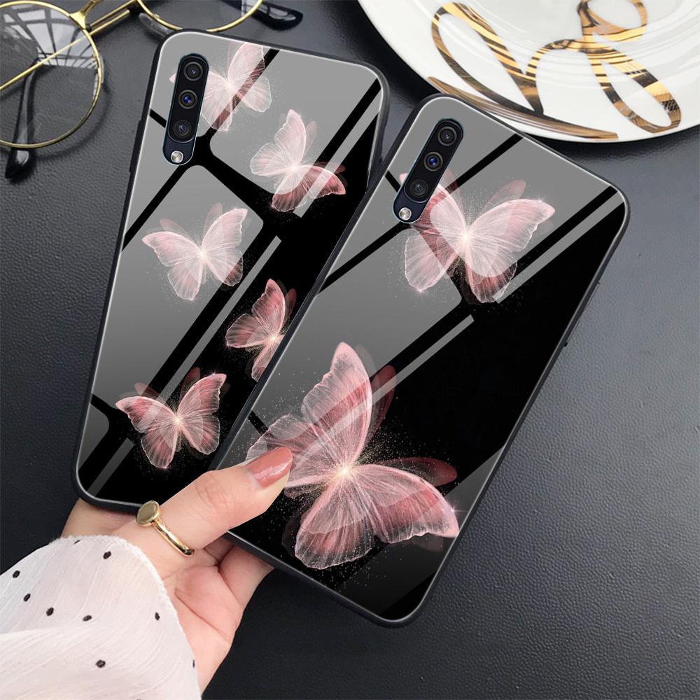 Butterfly Protection Shell For Samsung Galaxy A71 A72 A70 A73 A53 A13 5g A03 A22 A21s A03 Core A42 A52 Tempered Glass Cover