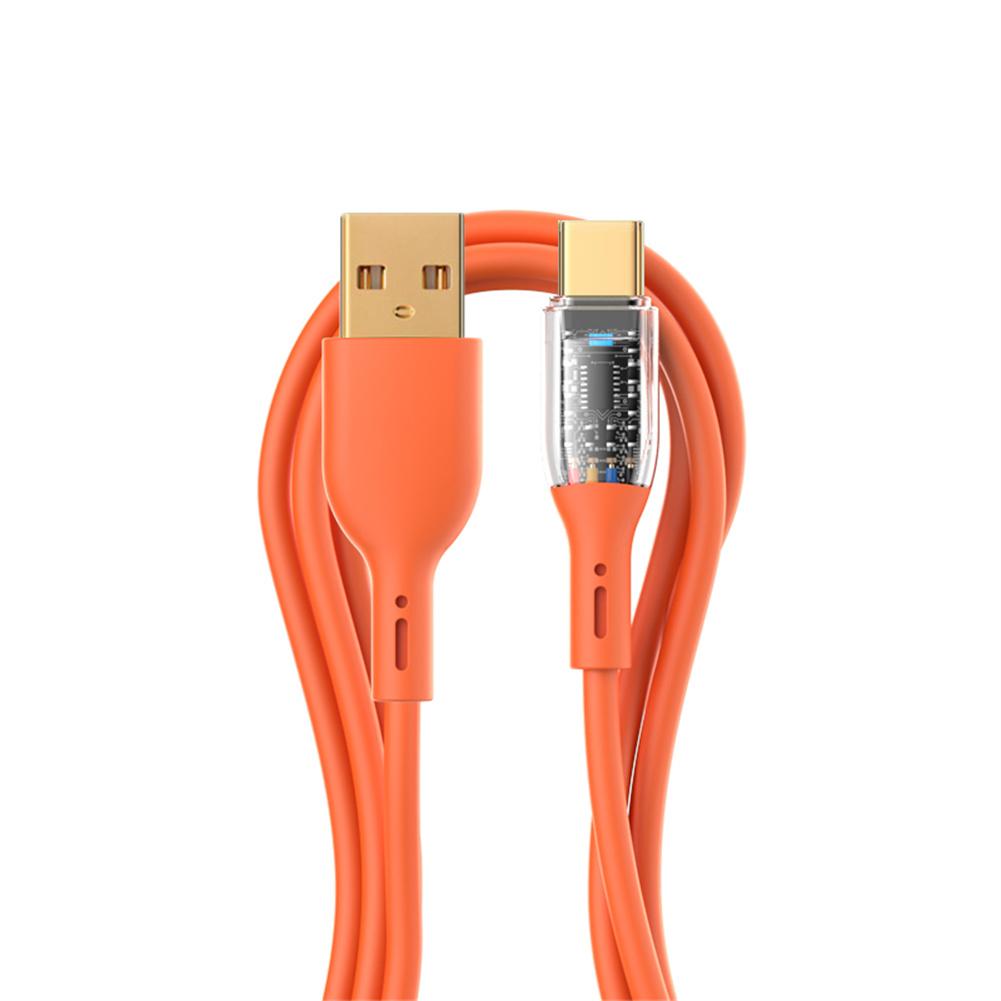 66w Transparent Data Cable Compatible For Huawei 1m Type-c 6a Super Fast Charging Pd Charger Cable With Light