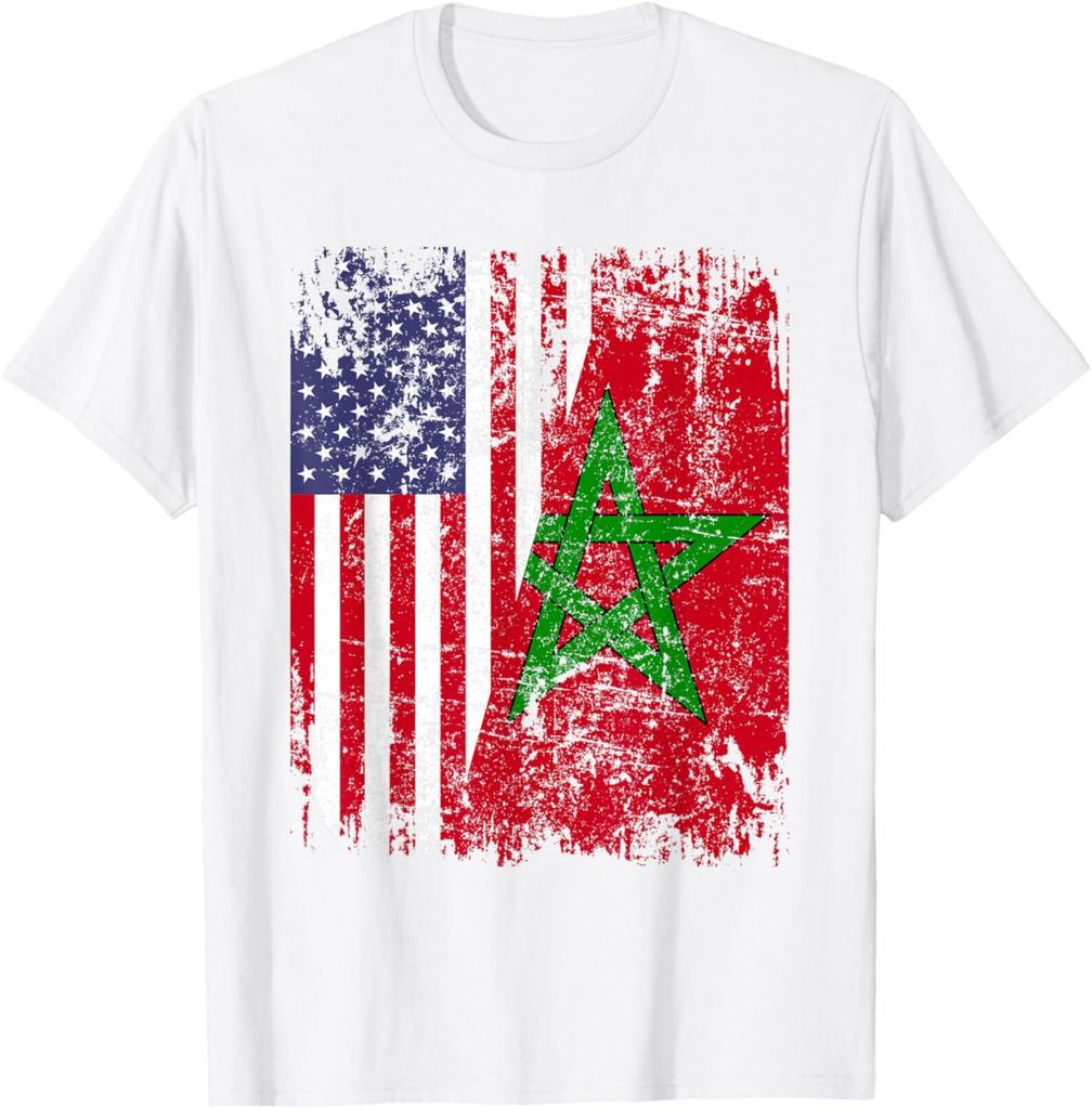 Moroccan American Heritage T-Shirt: Dual Flag Pride Clothing