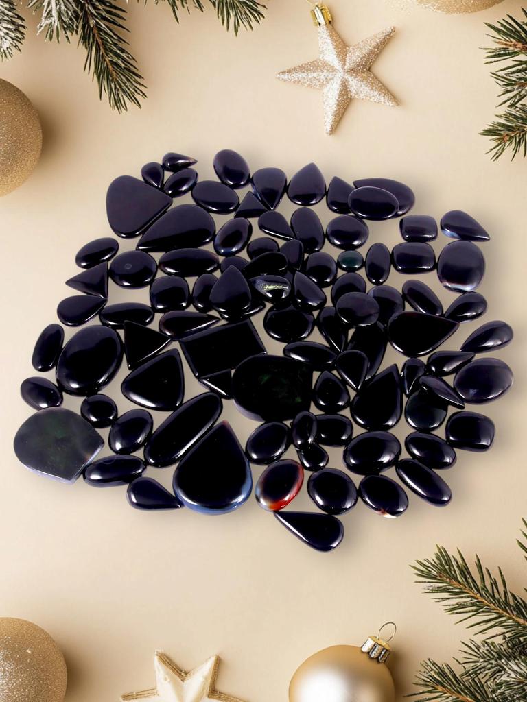 Кабошон из натурального черного оникса с плоской основой, лот россыпью кабошонов, смешанный лот, лот целебных драгоценных камней для изготовления ювелирных изделий.