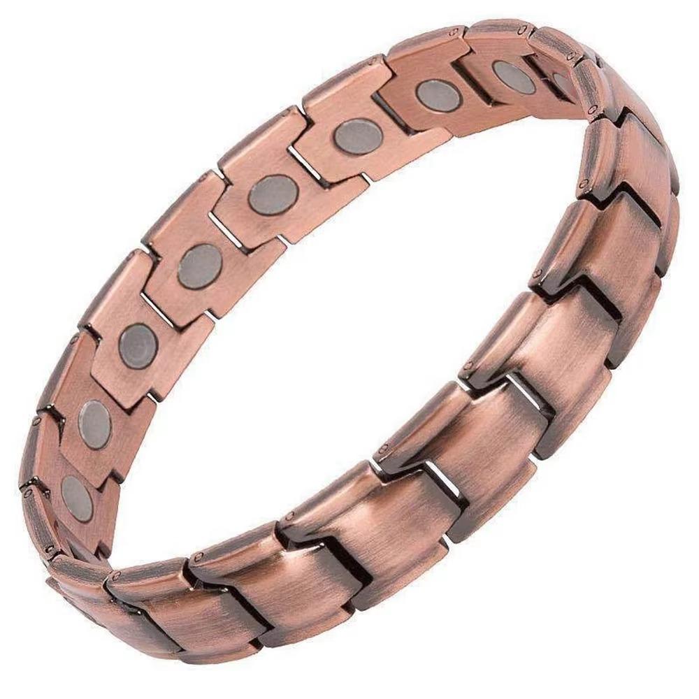 Retro Style Full Magnetic Bracelet Red Copper Men Bangle Magnetic Stone Bracelet  Jewelry Gift