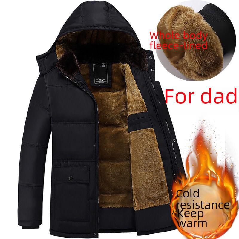 Мужские зимние куртки с бархатной подкладкой и толстой хлопковой подкладкой для пап и дедушек