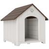 Outdoor Dog Kennel, Waterproof Polypropylene Dog House, Ventilated, Raised Floor, Light Grey
