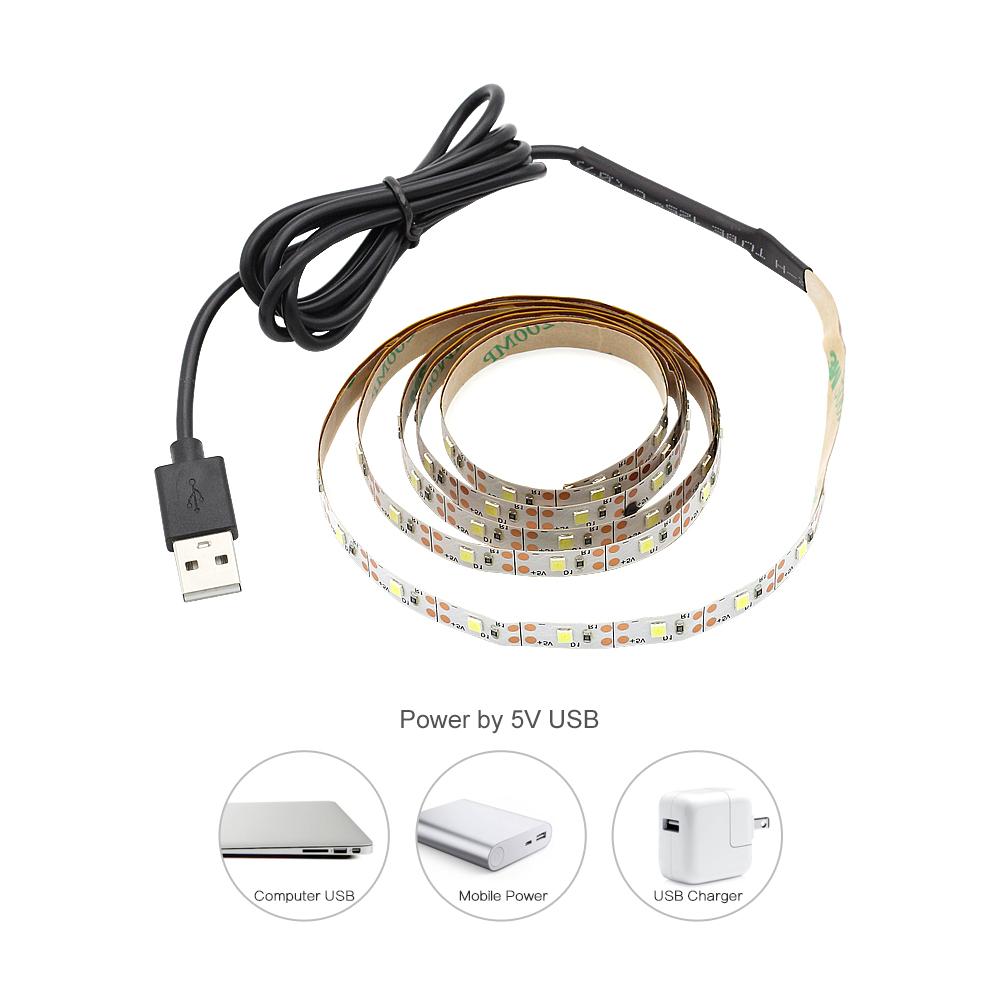 Светодиодная лента с питанием от USB 2835 SMD DC 5 В, гибкая светодиодная лента 1 м, 2 м, 3 м, 4 м, 5 м, фоновое освещение экрана телевизора