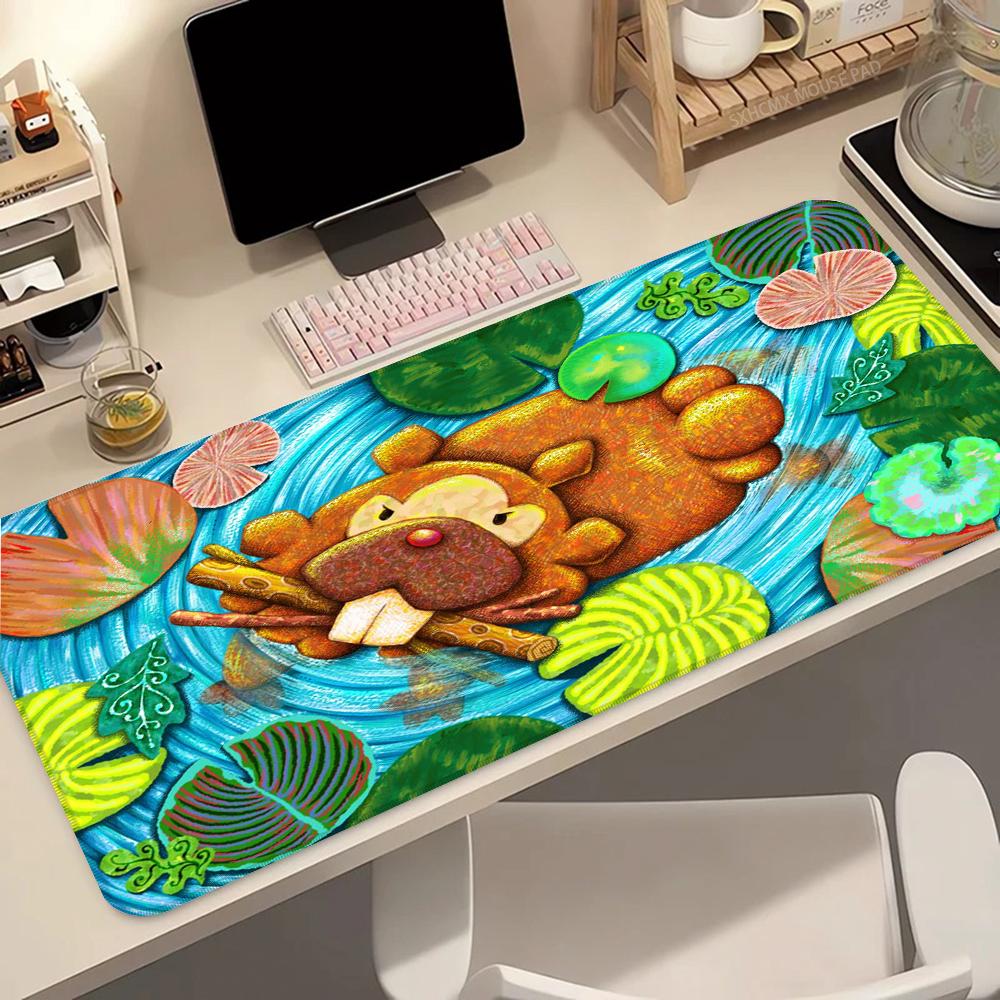 Kawaii Anime Large Gaming Mouse Pad P Bidoof Speed Desk Mat Gamer Keyboard Mousepad HD Home Office Desk Accessories
