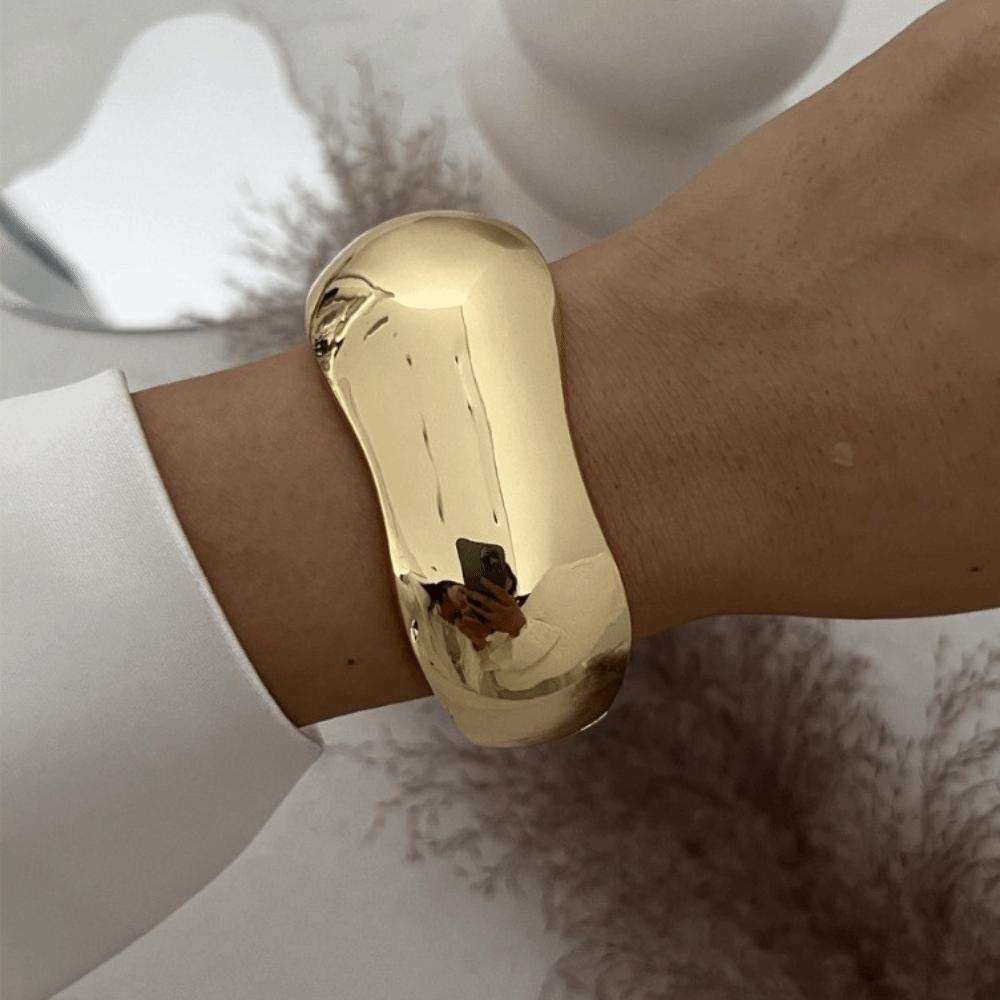 Zinc Zinc Zinc Alloy Simple Metal Bracelet Geometry Wide Side Bangle Personality Exaggerated Bracelet Daily