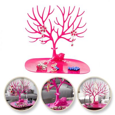 Jewelry Display Stand Tree Necklaces Rings Pink E31