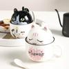 350 мл Кружка Kawaii Shiba Inu Милая мультяшная керамическая кружка с крышкой и ложкой Кружки для кофе, молока, чая, чашки для завтрака, посуда для напитков Подарки