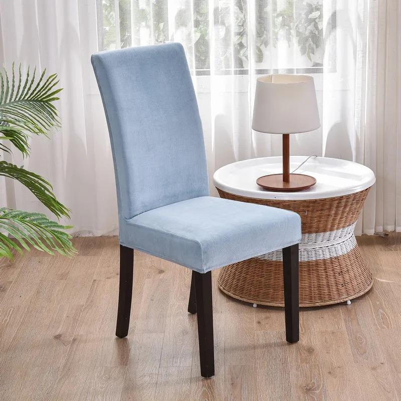 Мягкий бархатный чехол для обеденного стула, универсальный чехол для длинного стула, эластичный защитный чехол для сиденья для столовой, домашнего декора