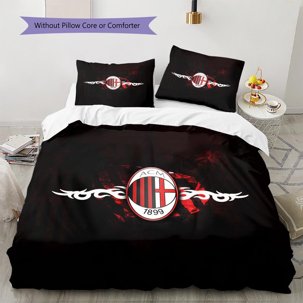 Associazione Calcio Milan3 Pattern Bedding Quilt Set  Home Decoration  Gift (1 * duvet cover + 2 * pillowcase  without core)