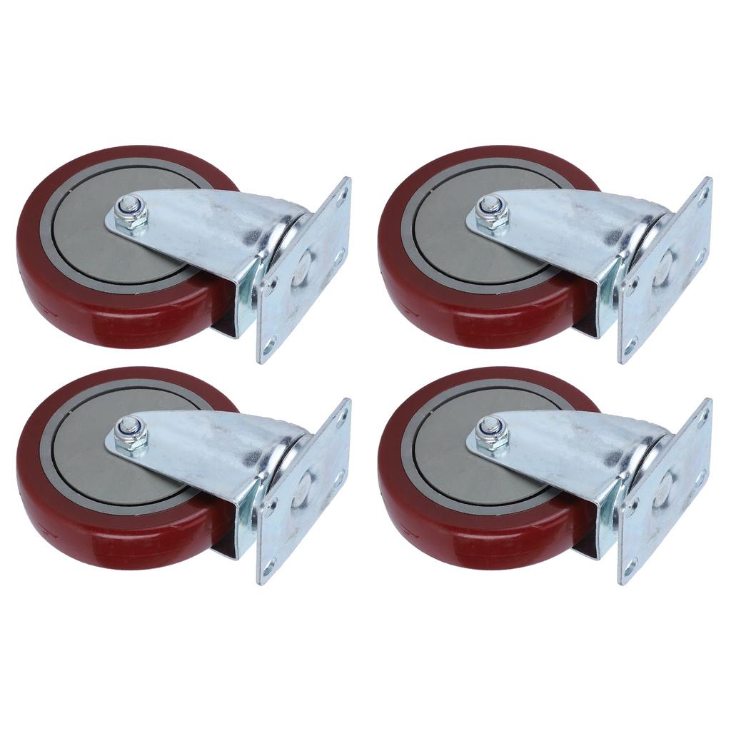 4PCS Heavy Caster 360 Degrees Rotation Plate PU Universal Wheel for Furniture Shopping Cart5in 250lb