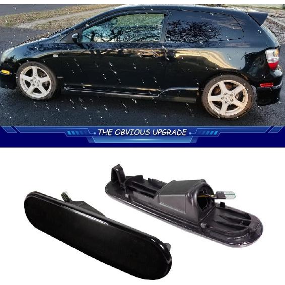 Для Honda Civic Si EP3 3DR 2002 2003 2004 2005 Боковые габаритные огни бампера Передние янтарные Задние красные Светодиодные лампы Дымчатое стекло 33801S5TA01 4 шт.