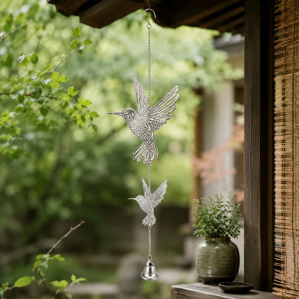Garden Decor Bird Wind Bell Hollow Out Hummingbird Wind Chimes Hanging Wind Chime Window Decor