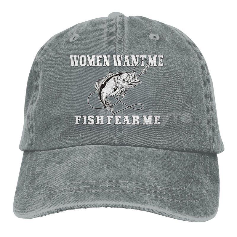 Женская бейсболка Want Me Fish Fear Me Washed, кепка Trucker Hat для взрослых, унисекс, регулируемая, для папы, летняя, дышащая, эластичная