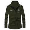 Autumn Mens Casual Military Cargo Top Long Dress Shirt Sleeve Slim Button Blouse