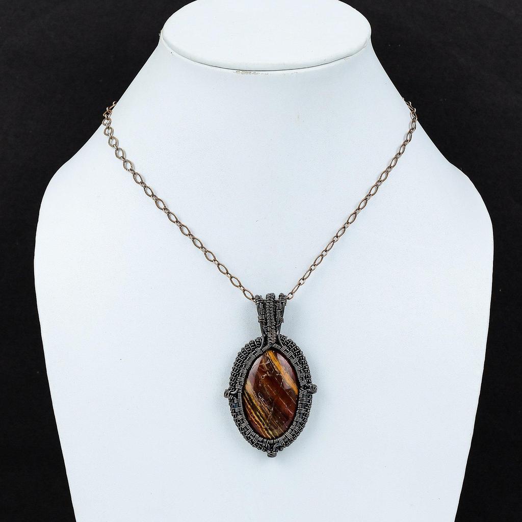 Кулон из красной змеиной яшмы, кулон из медной проволоки, антикварные медные украшения, оригинальный кулон с драгоценными камнями, ювелирные изделия ручной работы из проволоки, подарок для нее