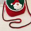 Bow Christmas Crossbody Bag Elk Deer Women's Knitted Bag Soft Woven Square Pouch  Storage